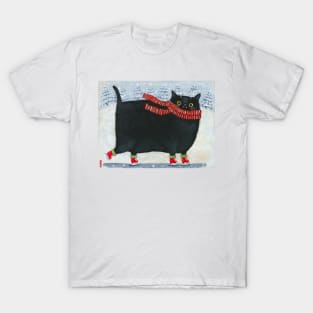 Chonky Black Ice Skater Cat T-Shirt